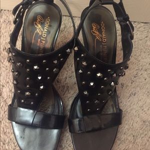 Black leather studded Donald Pilner shoes